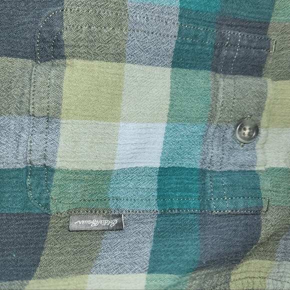 Eddie Bauer, Medium, green, teal and grey, long sleeve shirt - Picture 4 of 5